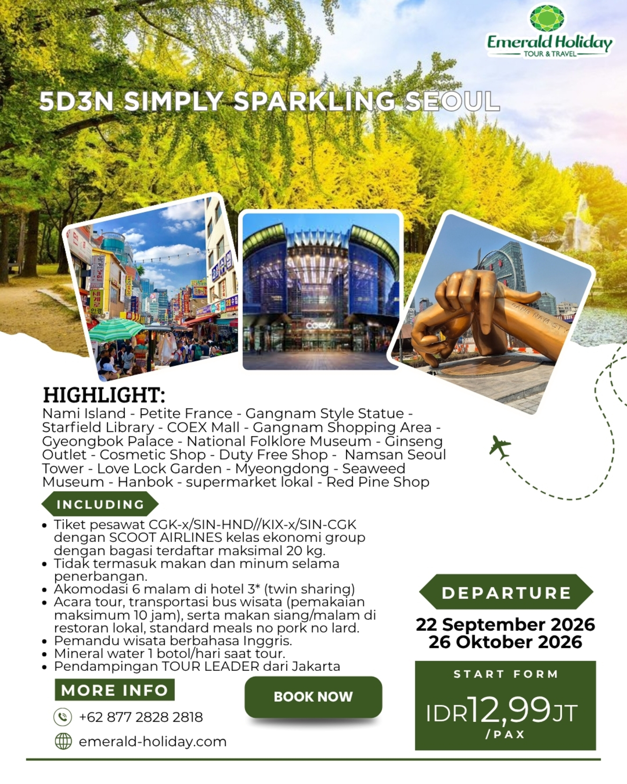 5D3N SIMPLY SPARKLING SEOUL 22 SEP - 26 OKT 26